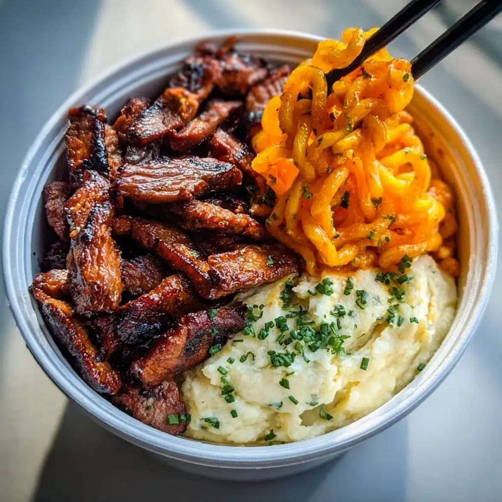 Spicy Korean Ramen with Grilled Beef & Creamy Sauce Recipe - Recipe Image