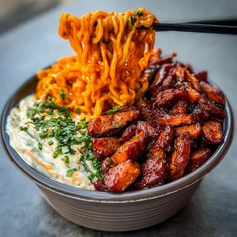 Spicy Korean Ramen with Grilled Beef & Creamy Sauce Recipe