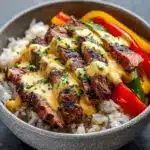 High Protein Philly Cheesesteak Rice Bowls