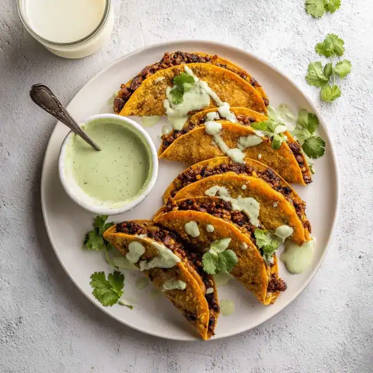 Crispy Baked Ground Turkey Tacos with Avocado Sauce Recipe