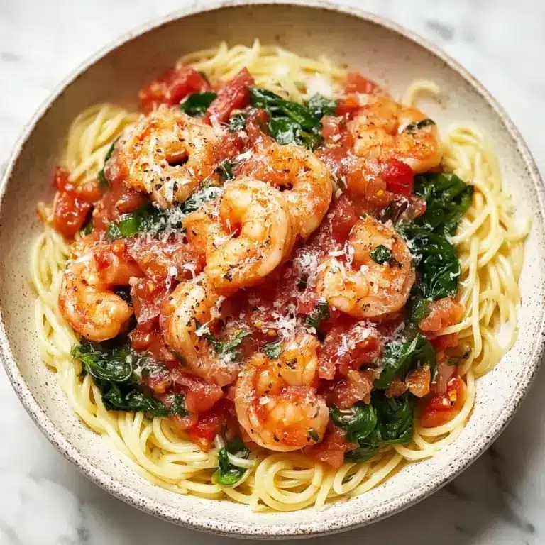 Tomato Spinach Shrimp Pasta Recipe