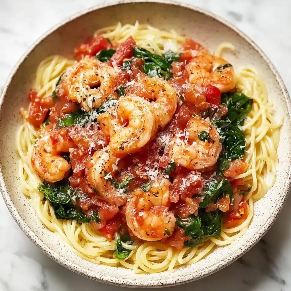 Tomato Spinach Shrimp Pasta Recipe
