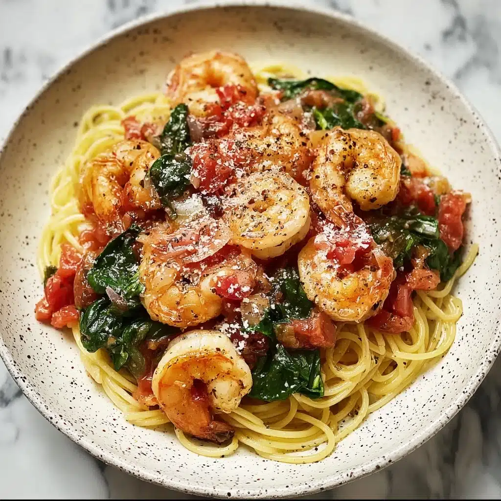 Tomato Spinach Shrimp Pasta Recipe - Recipe Image