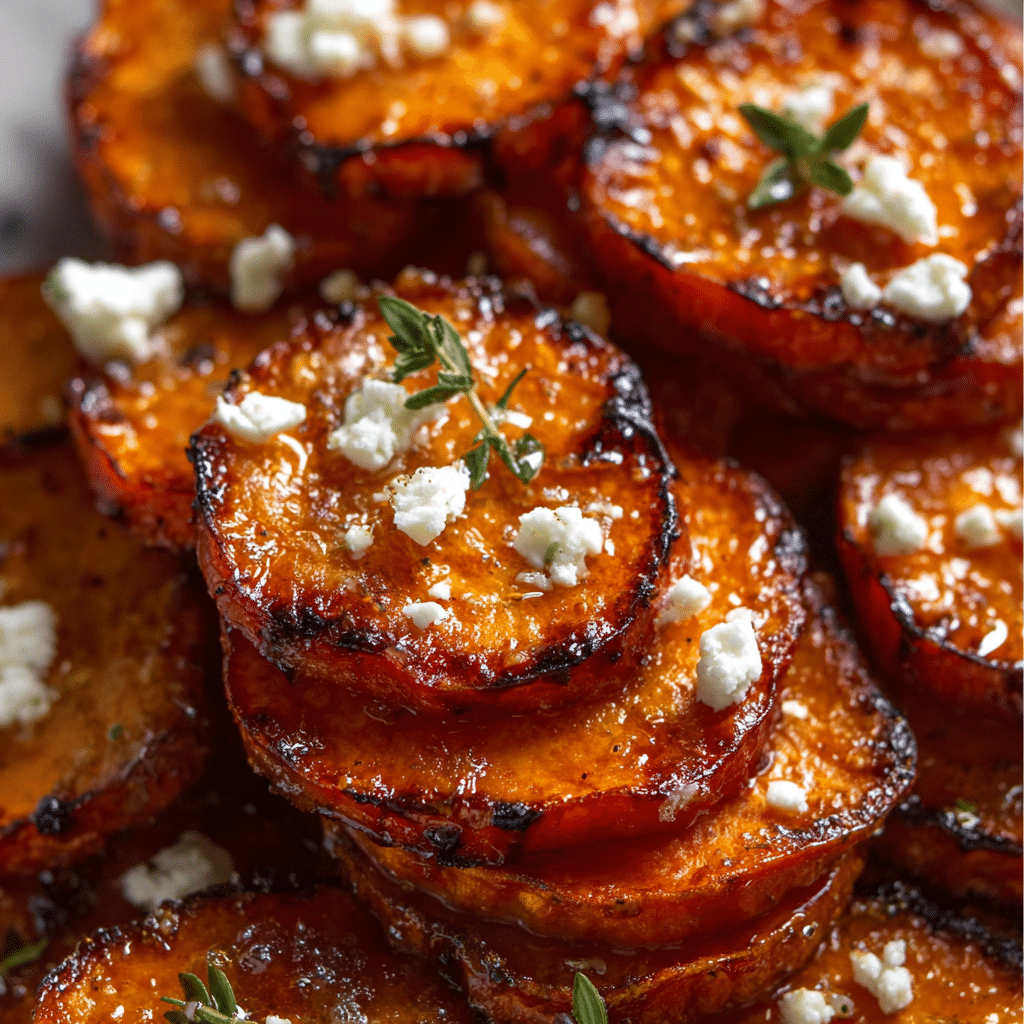 Roasted Sweet Potato Rounds with Honey & Feta Recipe - Recipe Image