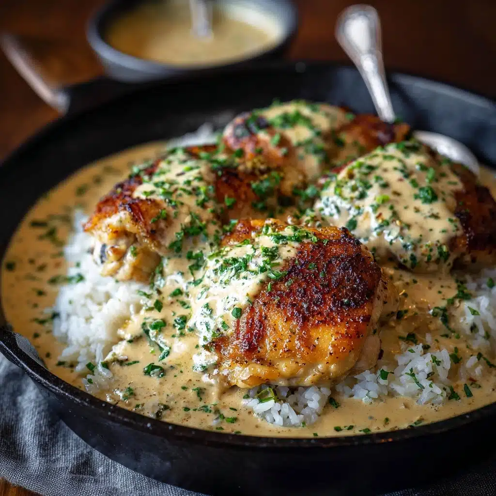 Creamy Smothered Chicken And Rice Recipe - Recipe Image