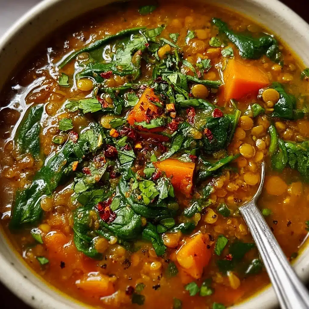 Garlic Spinach Lentil Soup Recipe - Recipe Image