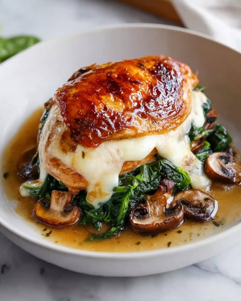 Mushroom-Stuffed Chicken Breast with Spinach and Mozzarella Recipe