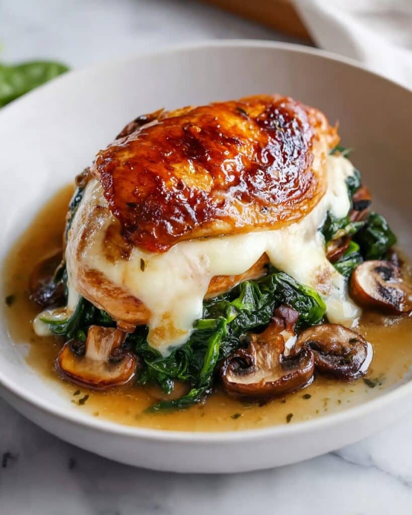 Mushroom-Stuffed Chicken Breast with Spinach and Mozzarella Recipe