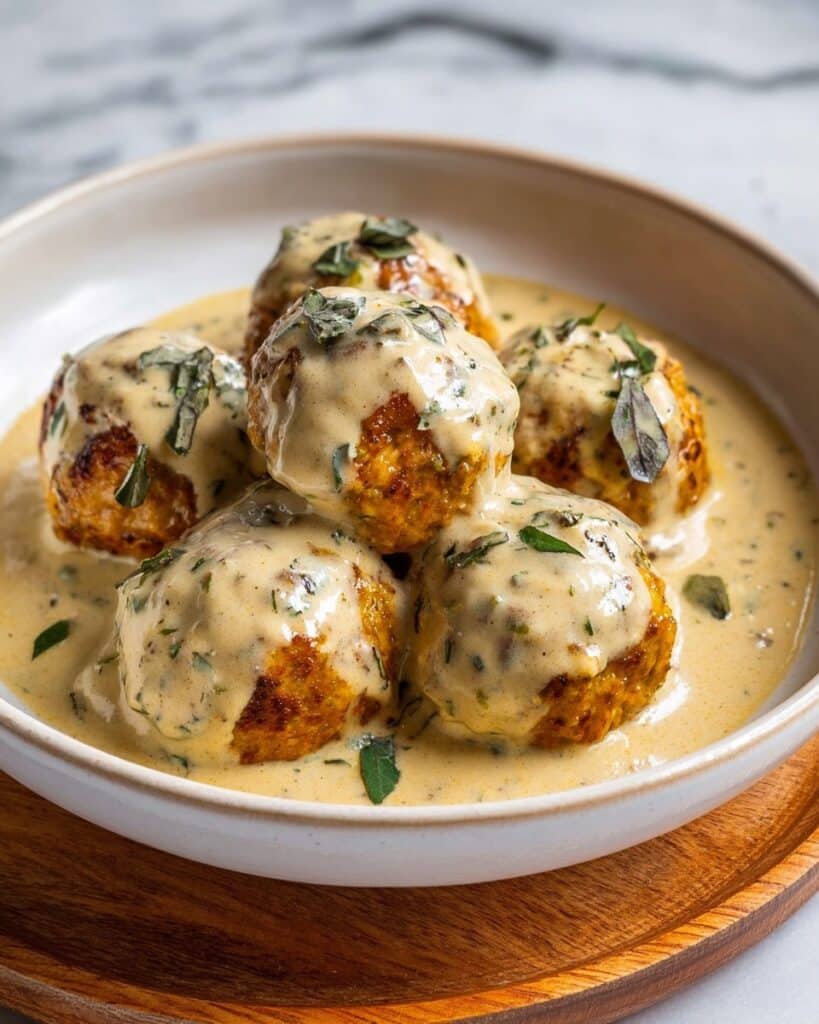 Pumpkin Chicken Meatballs in Sage Cream Sauce Recipe