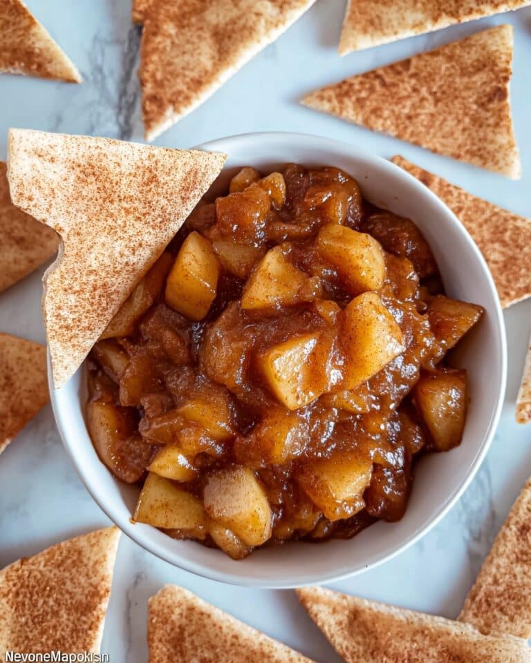 Apple Pie Dip with Cinnamon Sugar Tortilla Chips Recipe