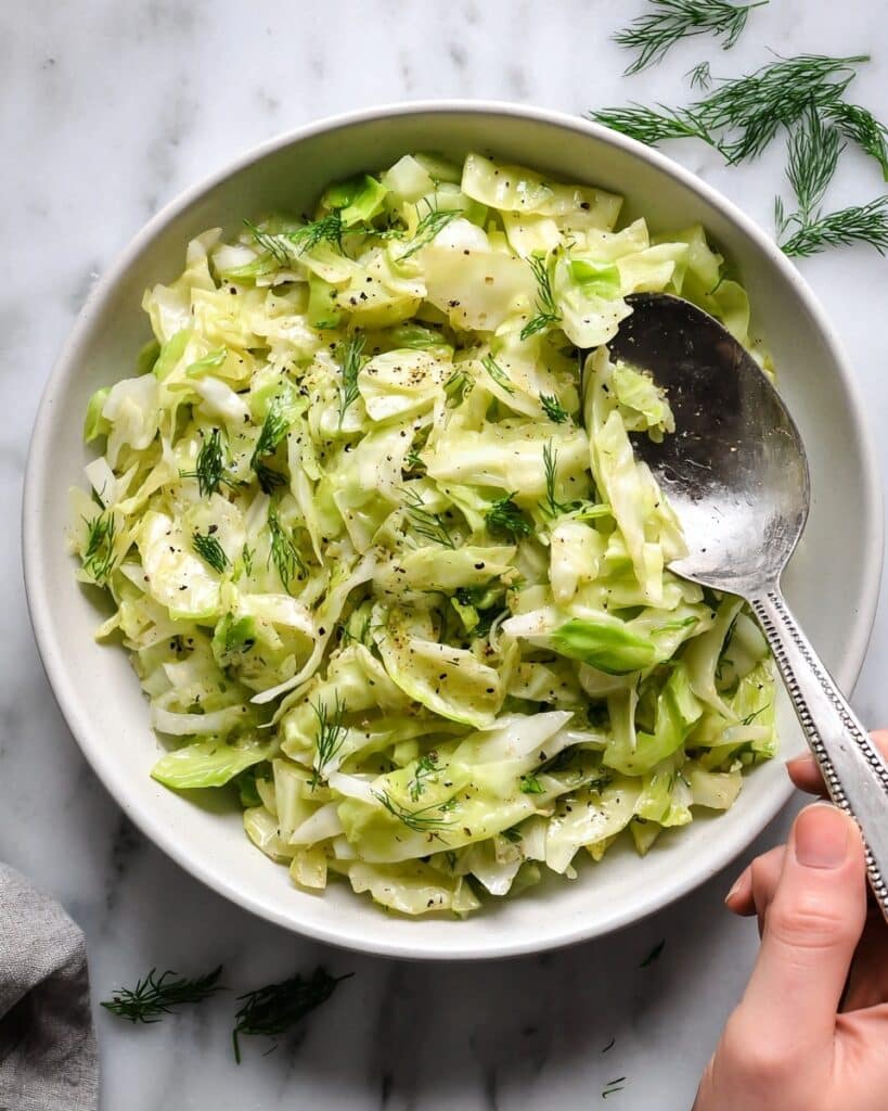 Chopped Vinegary Green Cabbage Salad with Dill Recipe