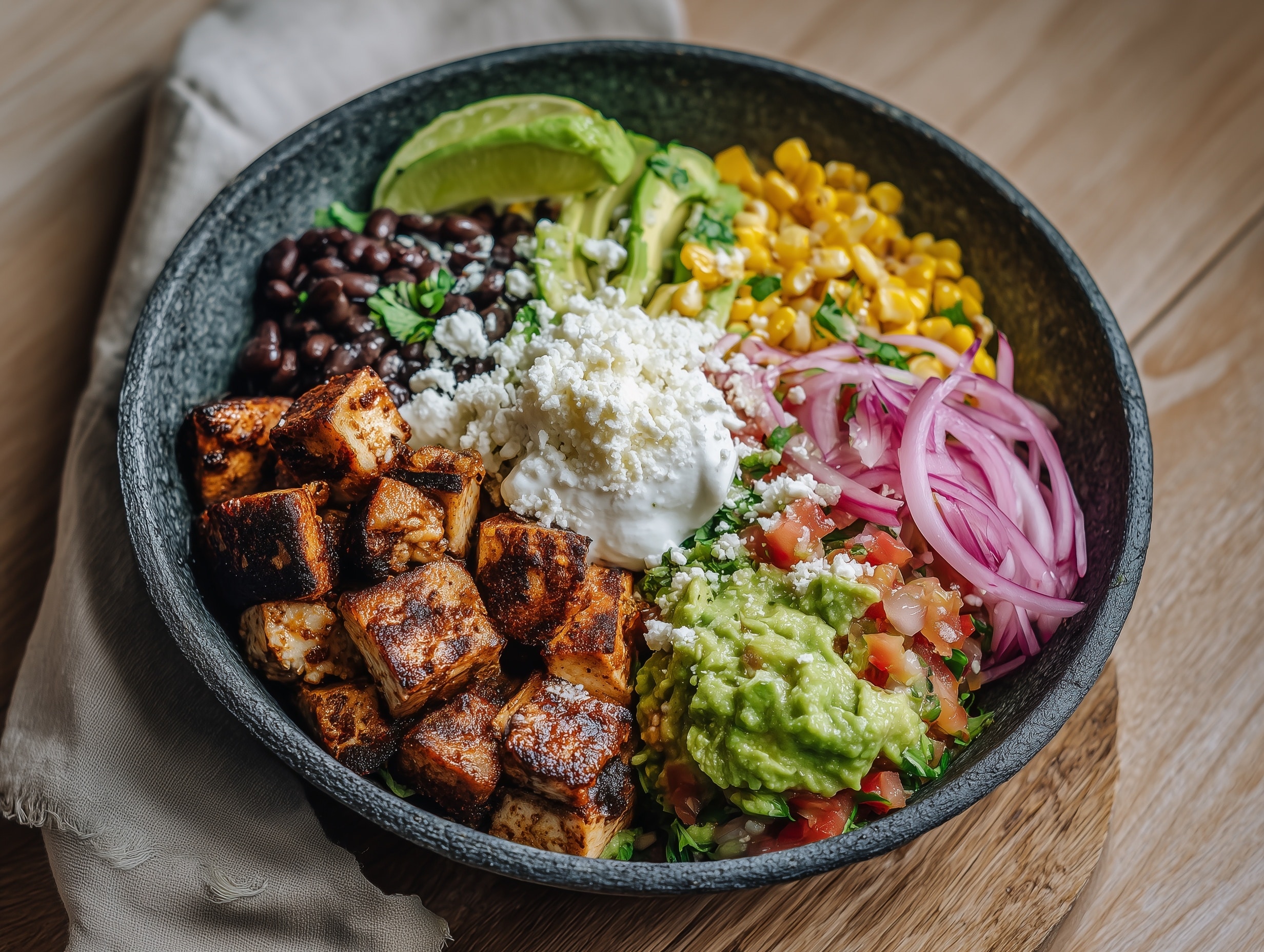 Easy Low Carb Burrito Bowl with Ground Chicken and Tex-Mex Toppings Recipe - Recipe Image