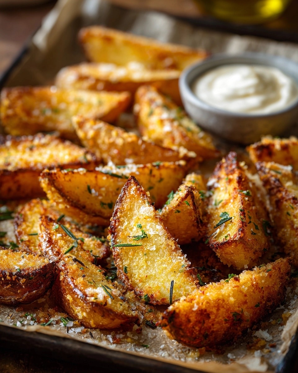 Baked Parmesan Garlic Potato Wedges Recipe - Recipe Image
