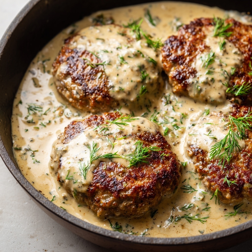 Hearty Hamburger Steak with Mushroom and Red Wine Gravy Recipe - Recipe Image