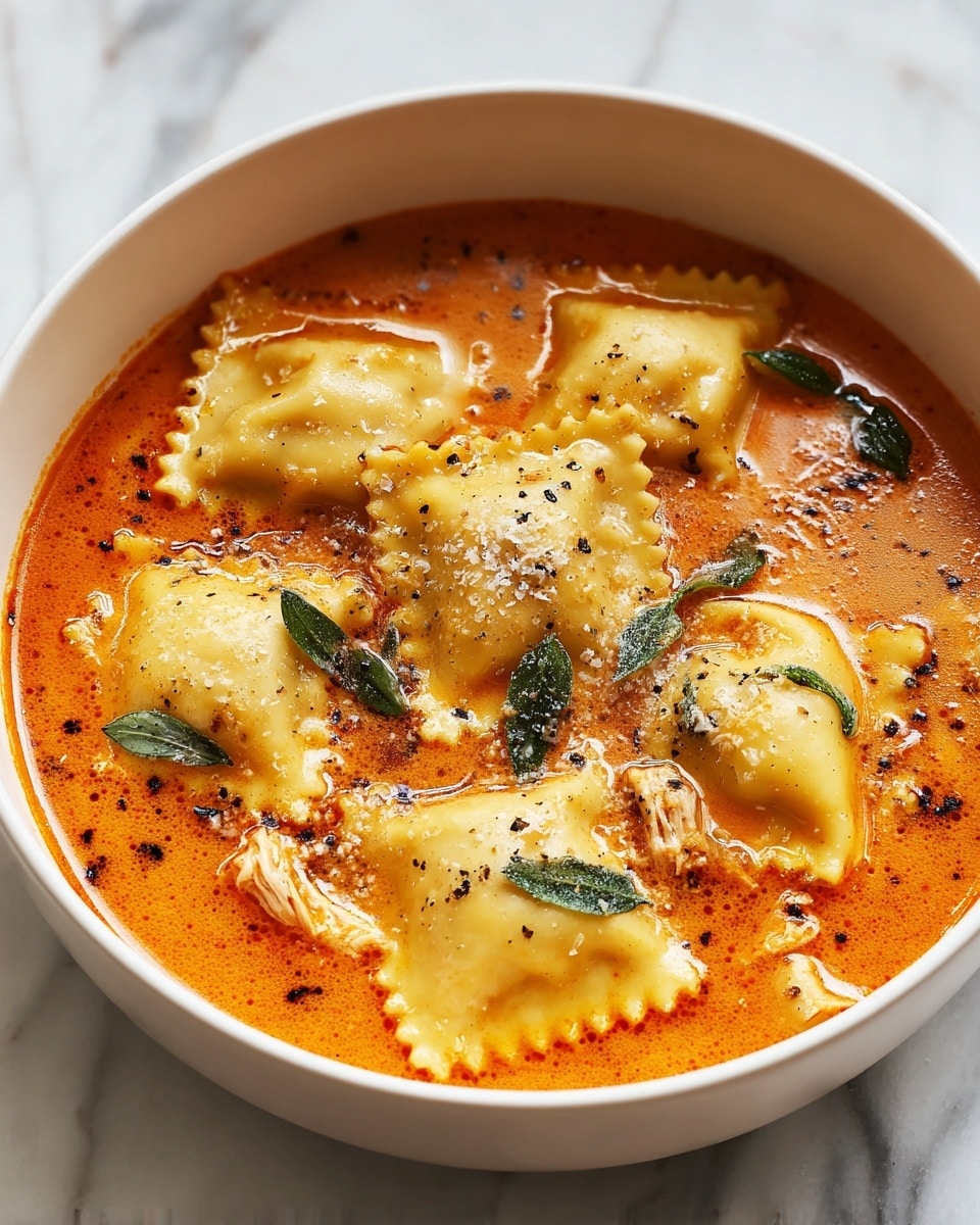 Creamy Tuscan Ravioli Soup Recipe - Recipe Image
