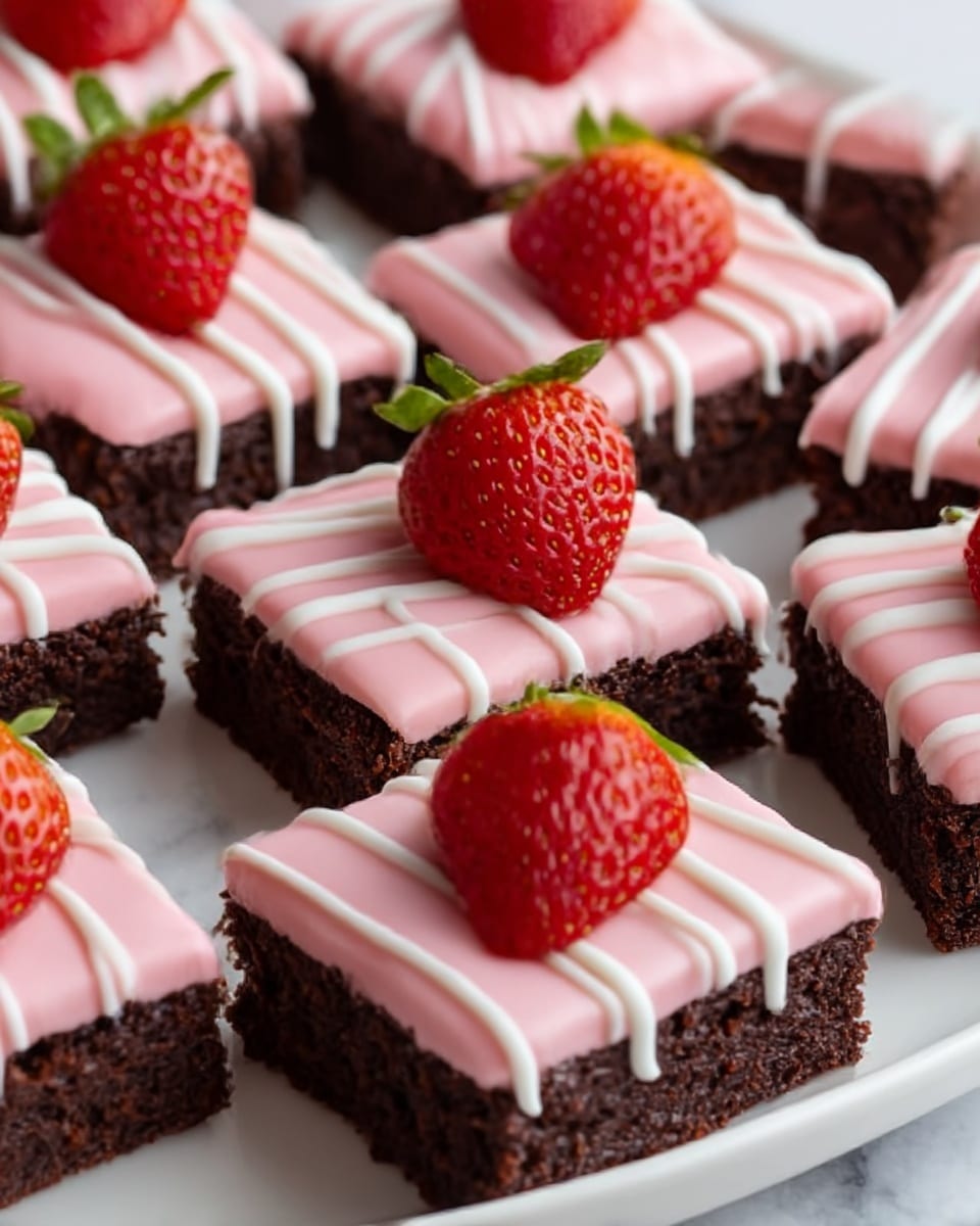 Strawberry Frosted Heart-Shaped Brownies Recipe