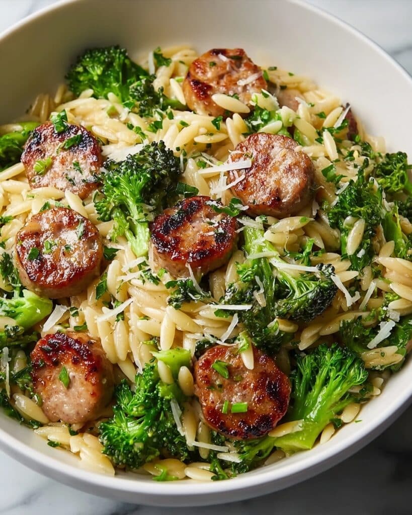 Quick Chicken Sausage & Broccoli Orzo: Weeknight Dinner! Recipe