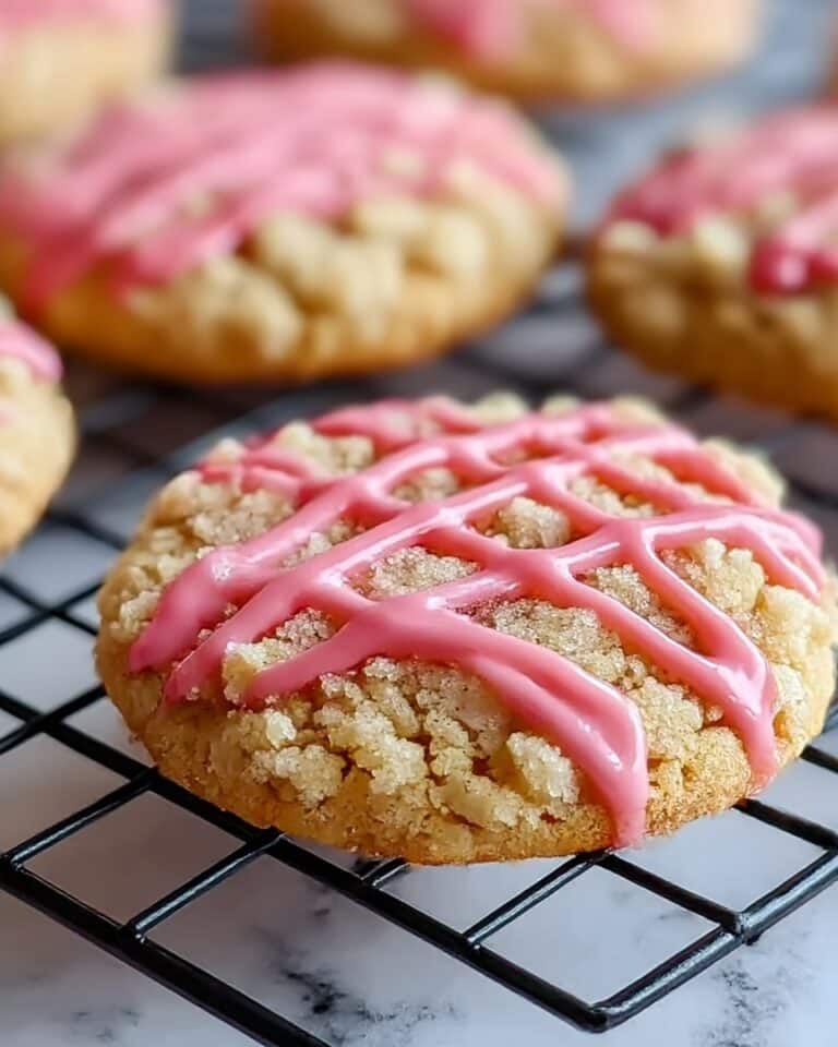 Strawberry Crunch Cookies with Crumb Topping & Glaze Recipe