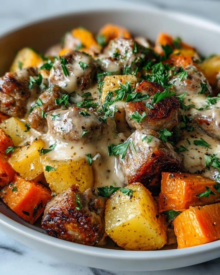 Creamy Meat and Potato Skillet with Cheddar Cheese Recipe
