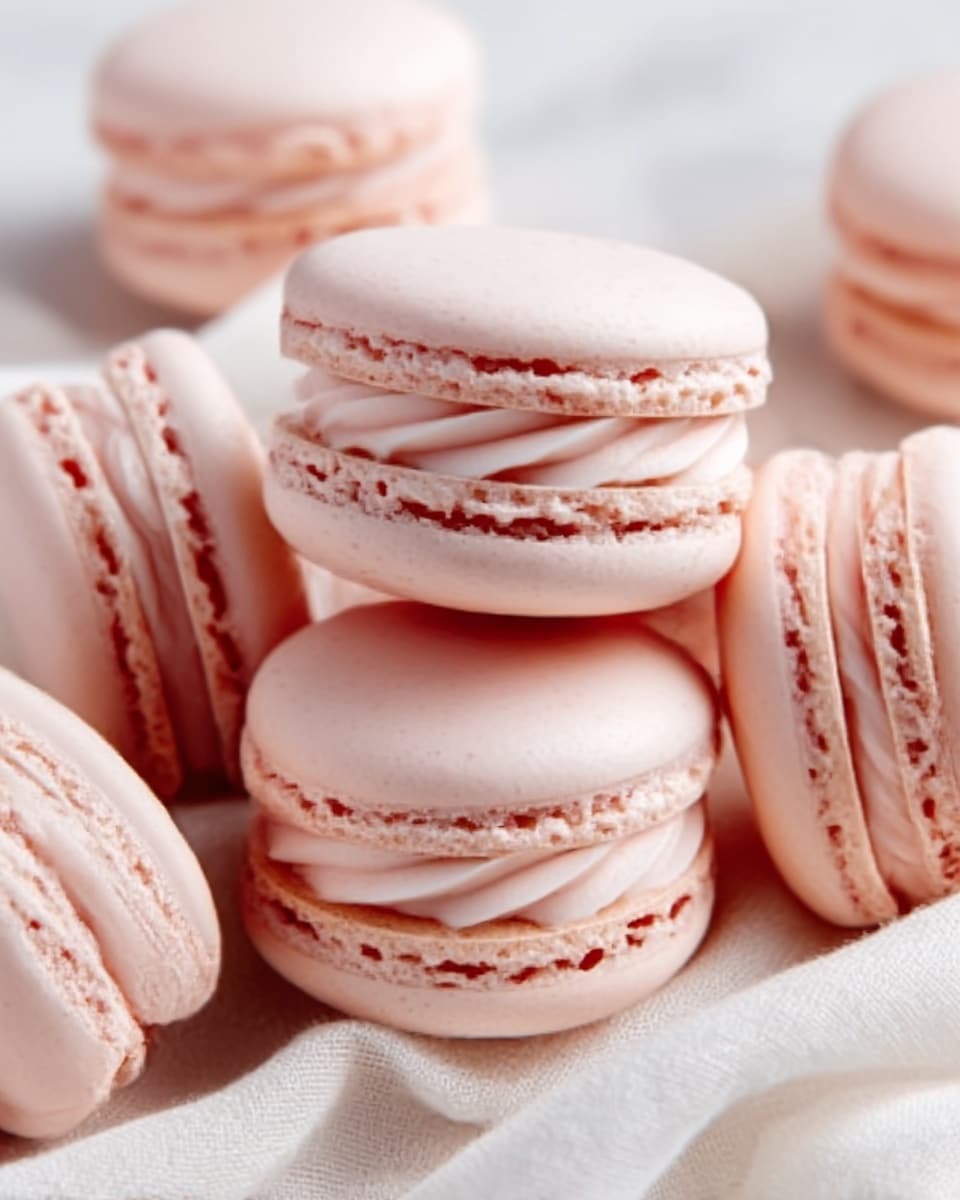 Strawberry Macarons with Strawberry Buttercream Filling Recipe - Recipe Image