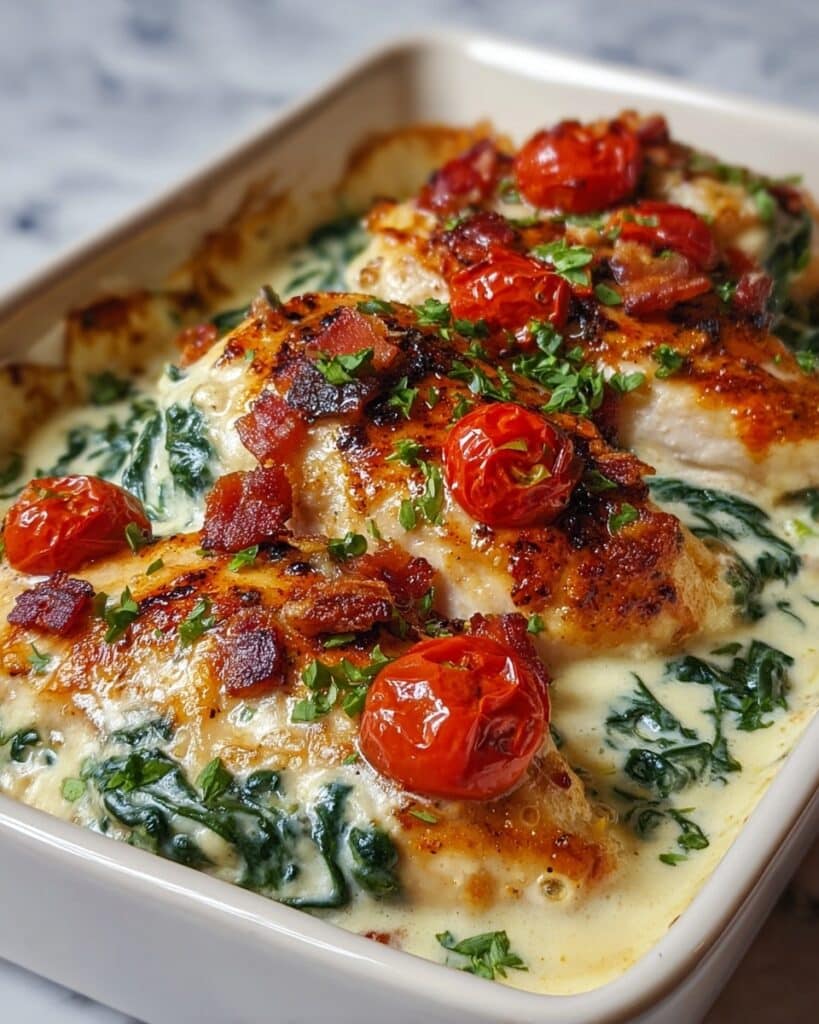 Creamy Tuscan Chicken Cottage Cheese Bake Recipe