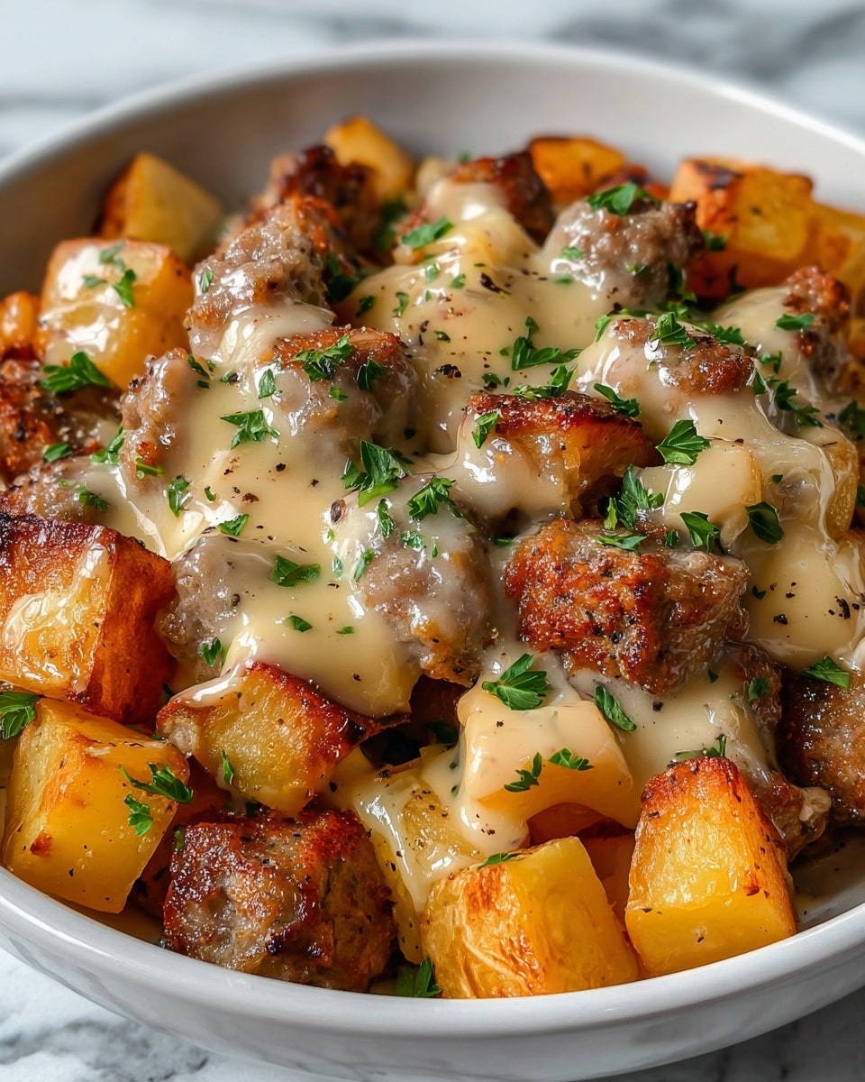 Creamy Meat and Potato Skillet with Cheddar Cheese Recipe - Recipe Image