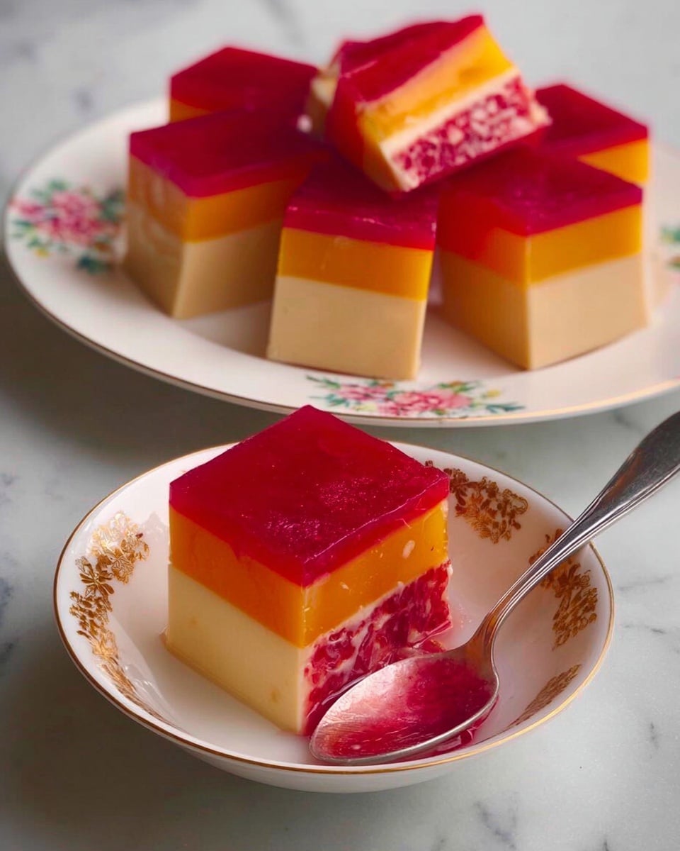 Milk and Strawberry Jelly Pudding Recipe - Recipe Image