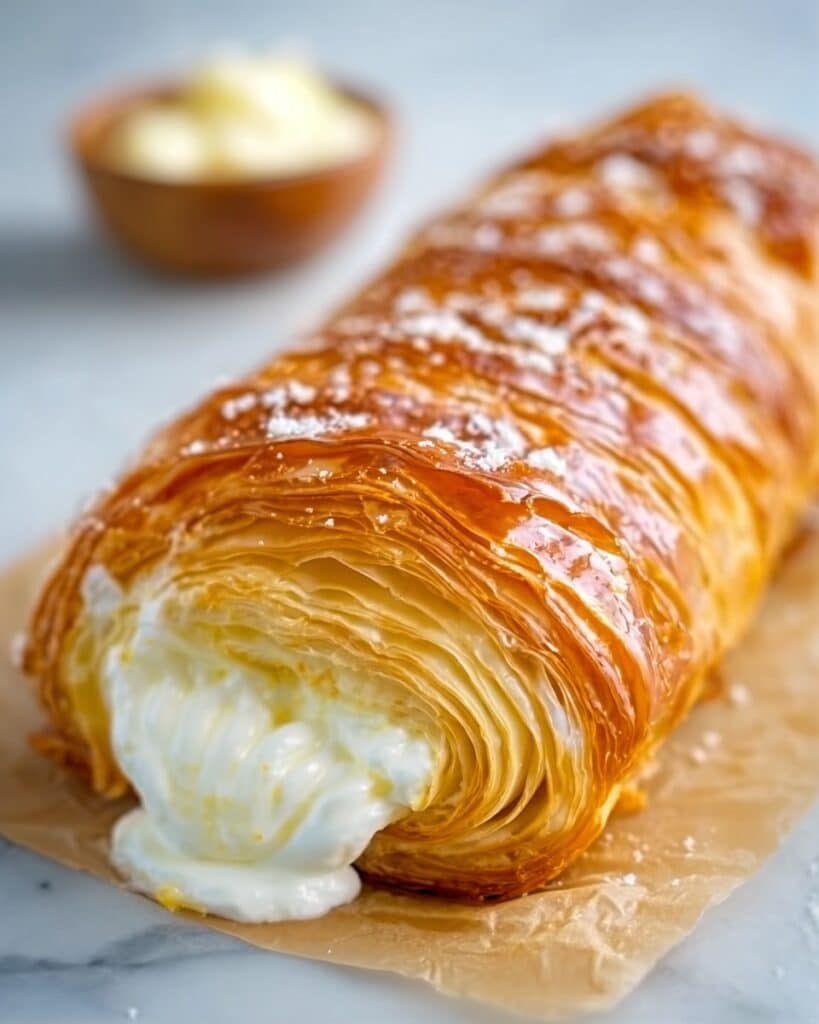 Golden Braided Puff Pastry with Zesty Lemon Cream Cheese Filling Recipe
