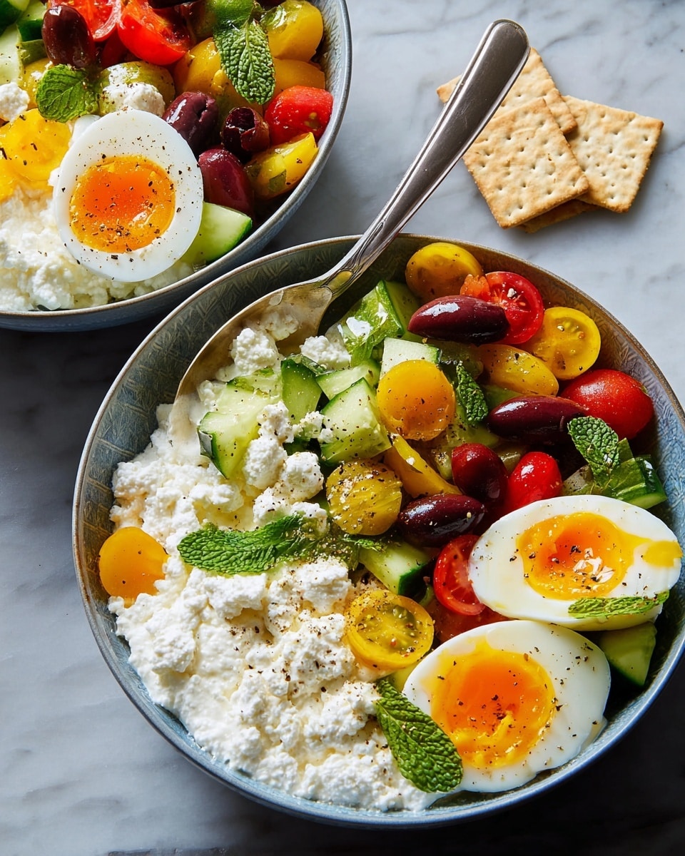 Greek Salad Cottage Cheese Bowl Recipe - Recipe Image