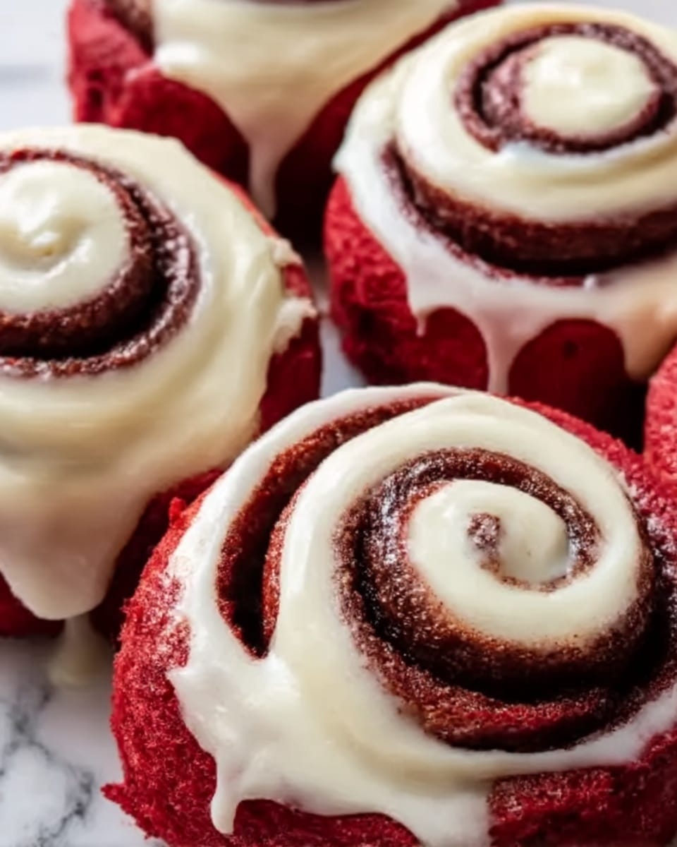 Red Velvet Cinnamon Rolls with Cream Cheese Frosting Recipe - Recipe Image