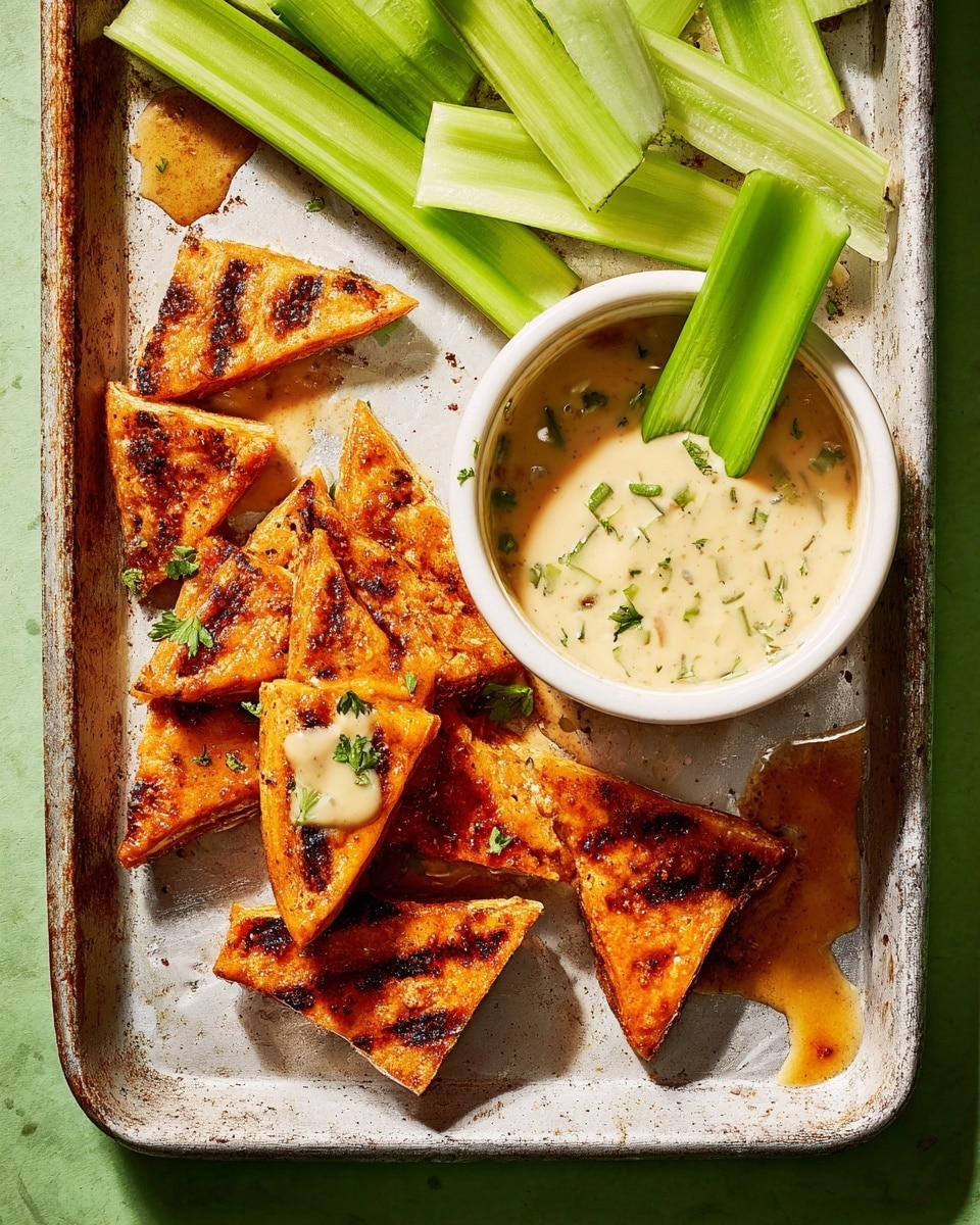 Tempeh Buffalo Wings with Vegan Ranch Dipping Sauce Recipe - Recipe Image