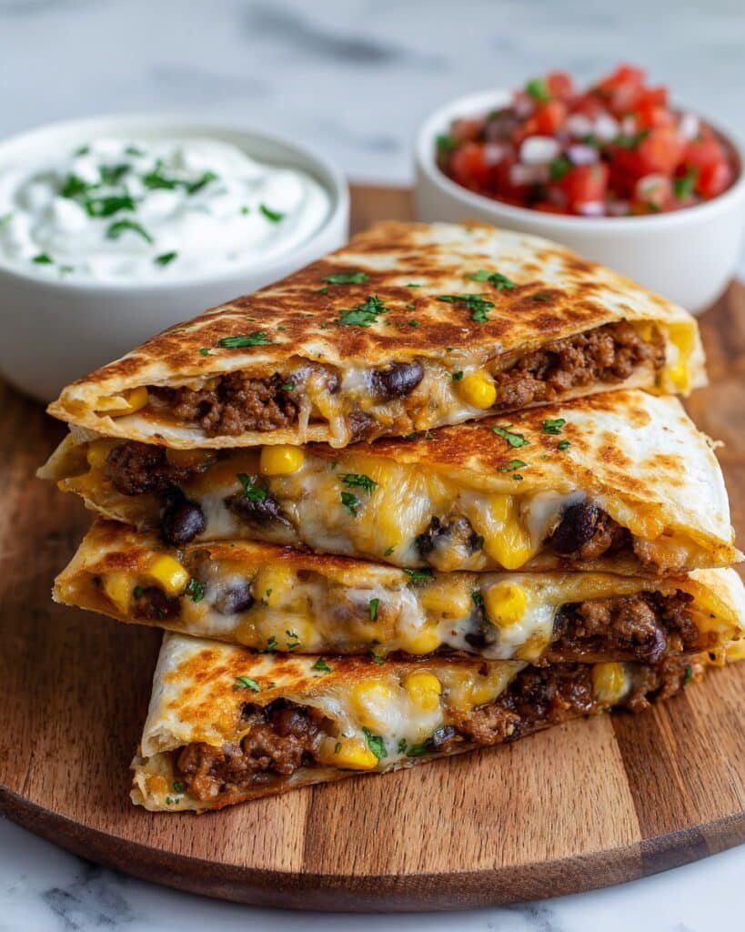 Cheesy Beef Quesadillas Recipe